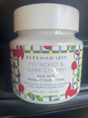 Beekman 1802 Pistachio & Dark Cherry Whipped Body Cream - White, Red, Green